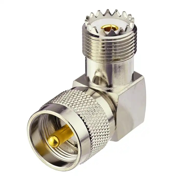 UHF SO-239 Female Jack to PL-259 UHF Male Right Angle Plug Connector Coaxial Adapter